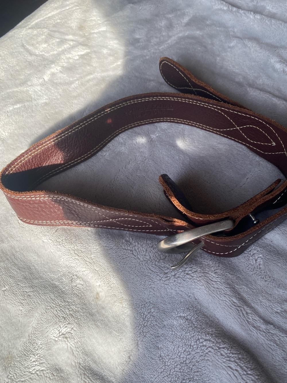 Women’s Johnny Farrah andBrown Leather Belt Bag Strap with Contrasting Stitching